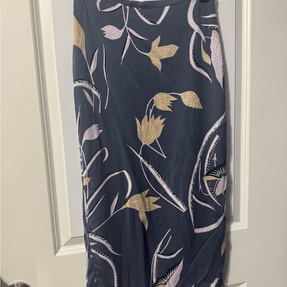 Diane Von Furstenberg Asymmetrical Skirt in Navy and Gold
